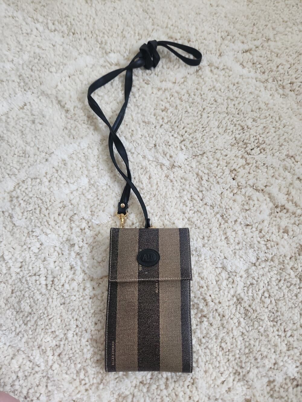 Allan Edward Leather Crossbody Purse Shoulder Bag Striped Wallet